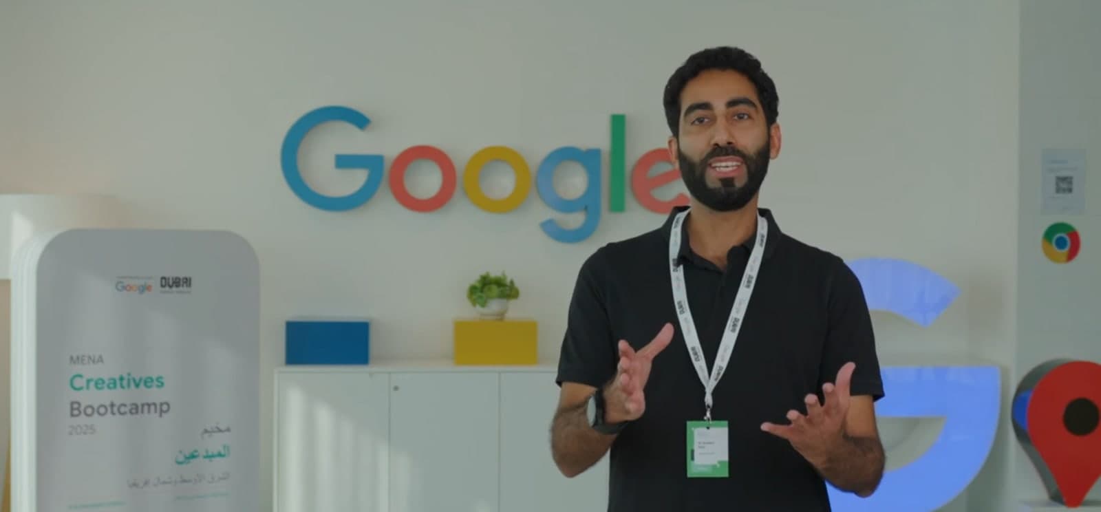 Ameen Altajer speaking at Google Dubai, MENA Creatives Bootcamp 2025